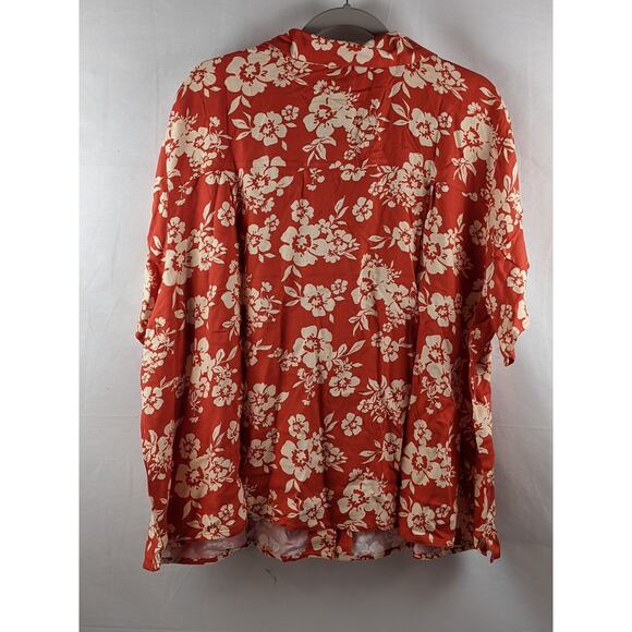 Tropical Shirt Camp Button Down Wild Fable Red Floral 2X Unisex Hawaiian Floral - Picture 7 of 7